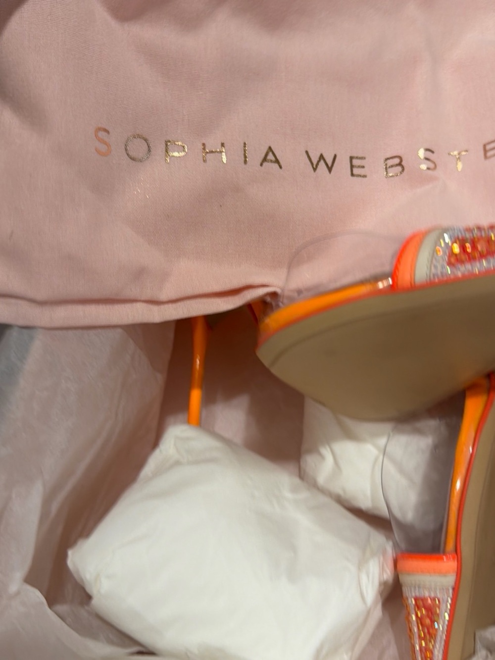 Sophia Webster Orange Clear Slingback High Heel Sandals size 37 - Picture 6 of 6
